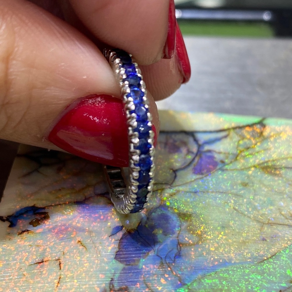Vintage blue sapphire eternity ring size 6